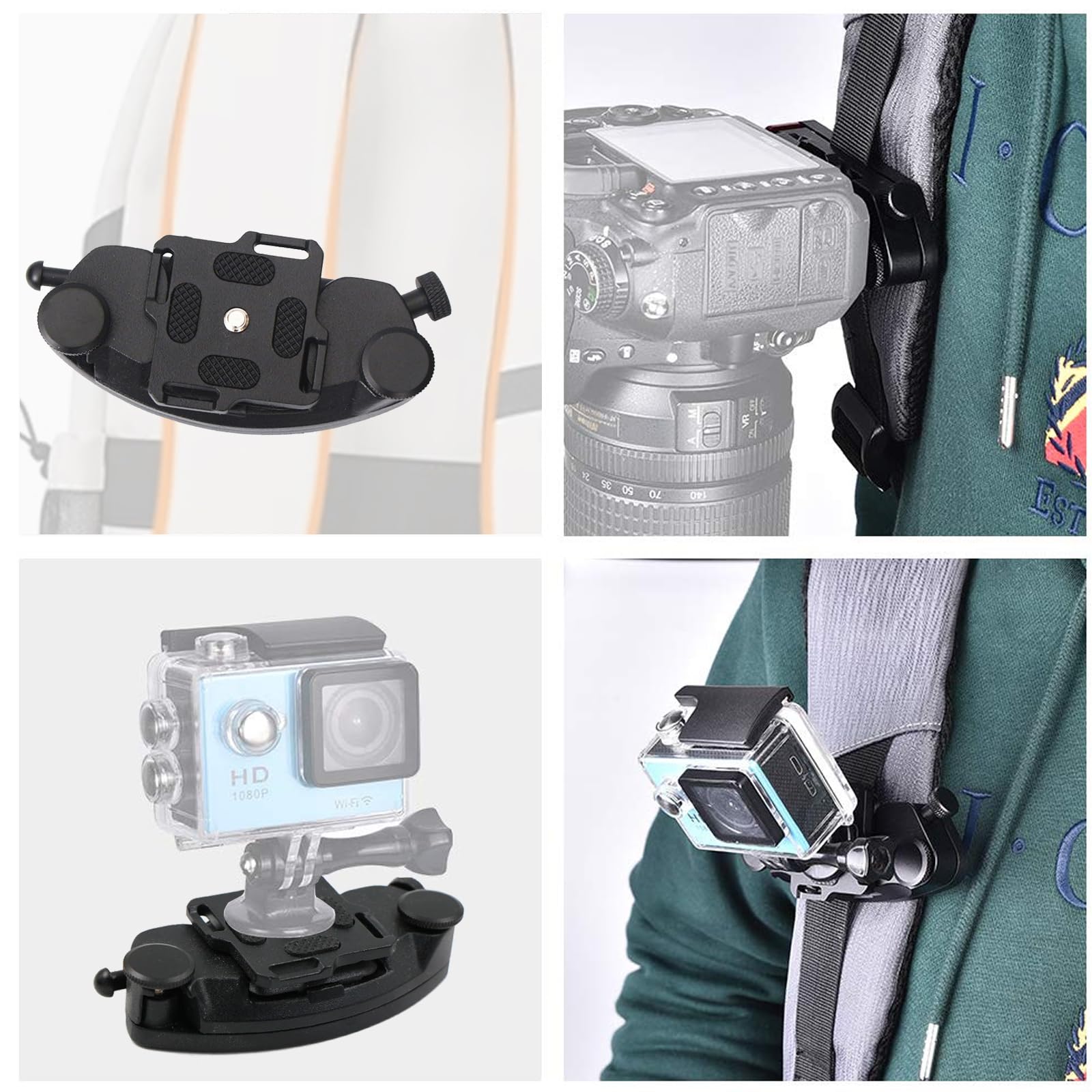 Clip de Ceinture pour Appareil Caméra Sangle pour Sac à Dos Clip de Ceinture en Alliage D'aluminium à Fermeture Rapide Avec Support 1/4 pour Appareil Photo et Sac à Dos.