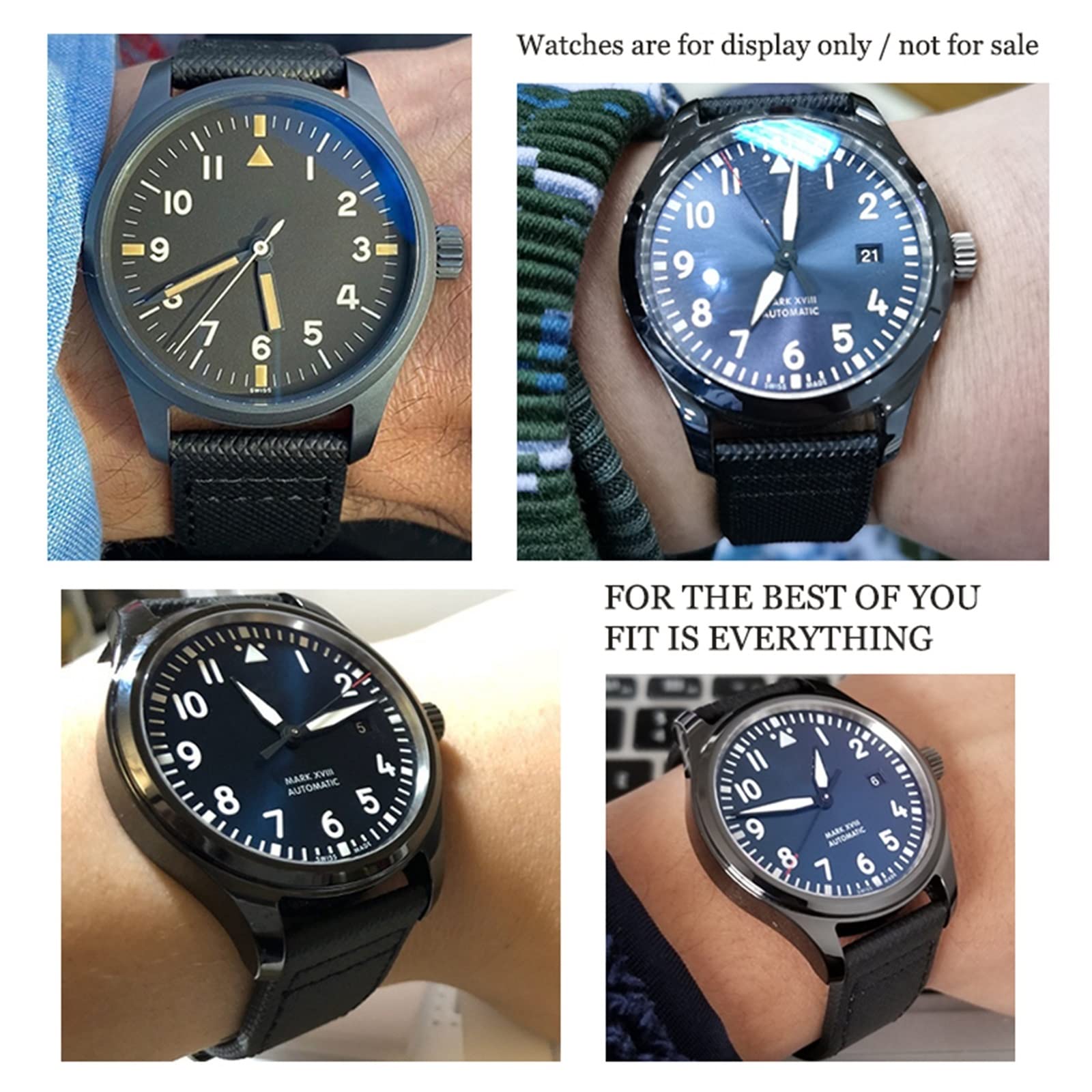 CZKE 20 mm, 21 mm, 22 mm, skórzany pasek do zegarka z włókna nylonowego, pasuje do IWC IW377729 IW389001, duży zegarek pilota, zielony, niebieski, czarny pasek do zegarka, 22mm, Agat