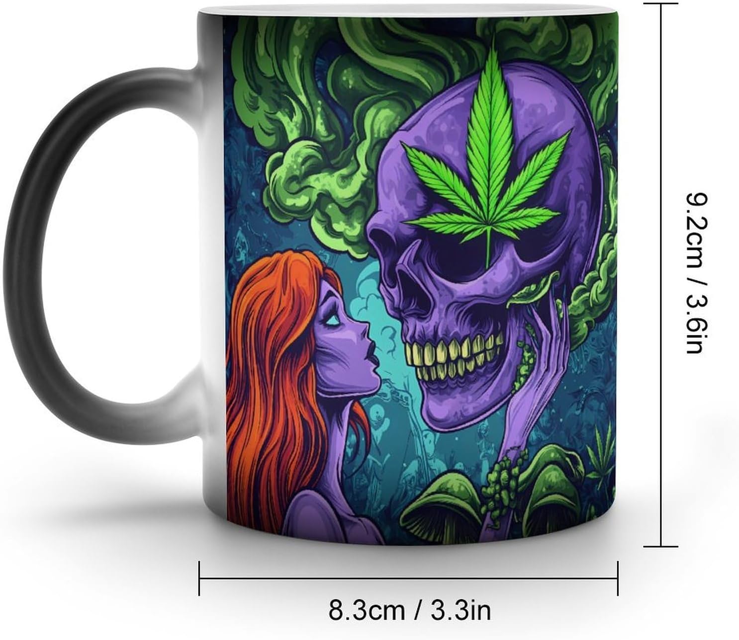 Weed Leaf Purple Skull Bone Color Changing Mug Heated Ceramic Cup Heat Sensitive Coffee Mug Fun Gift