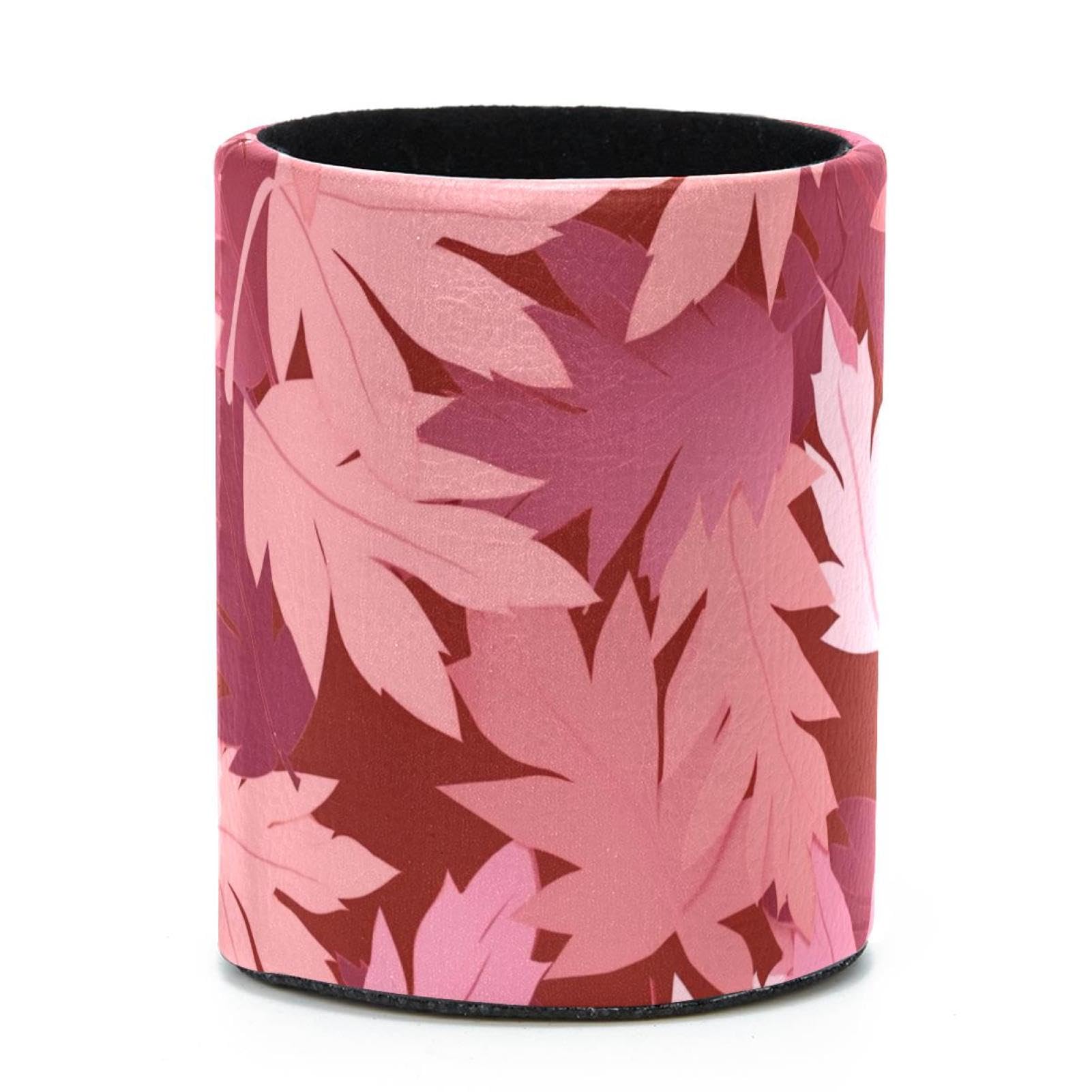 VAPOKF Round Pencil Holders for Desk, Artistic Leaves Pen Holders Pen Pot Makeup Brushes Storage Desktop Stationery Supplies Organiser for Home Office