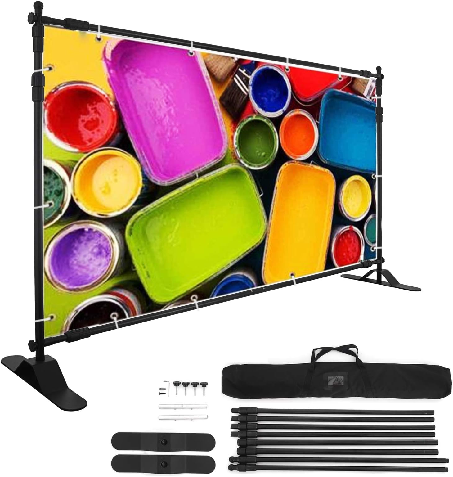 Hihone 10 x 8 Ft Backdrop Banner Stand Adjustable for Photo Video Studio, Banner Display Support with Bag, Party Meeting Backdrop Wall Exhibitor