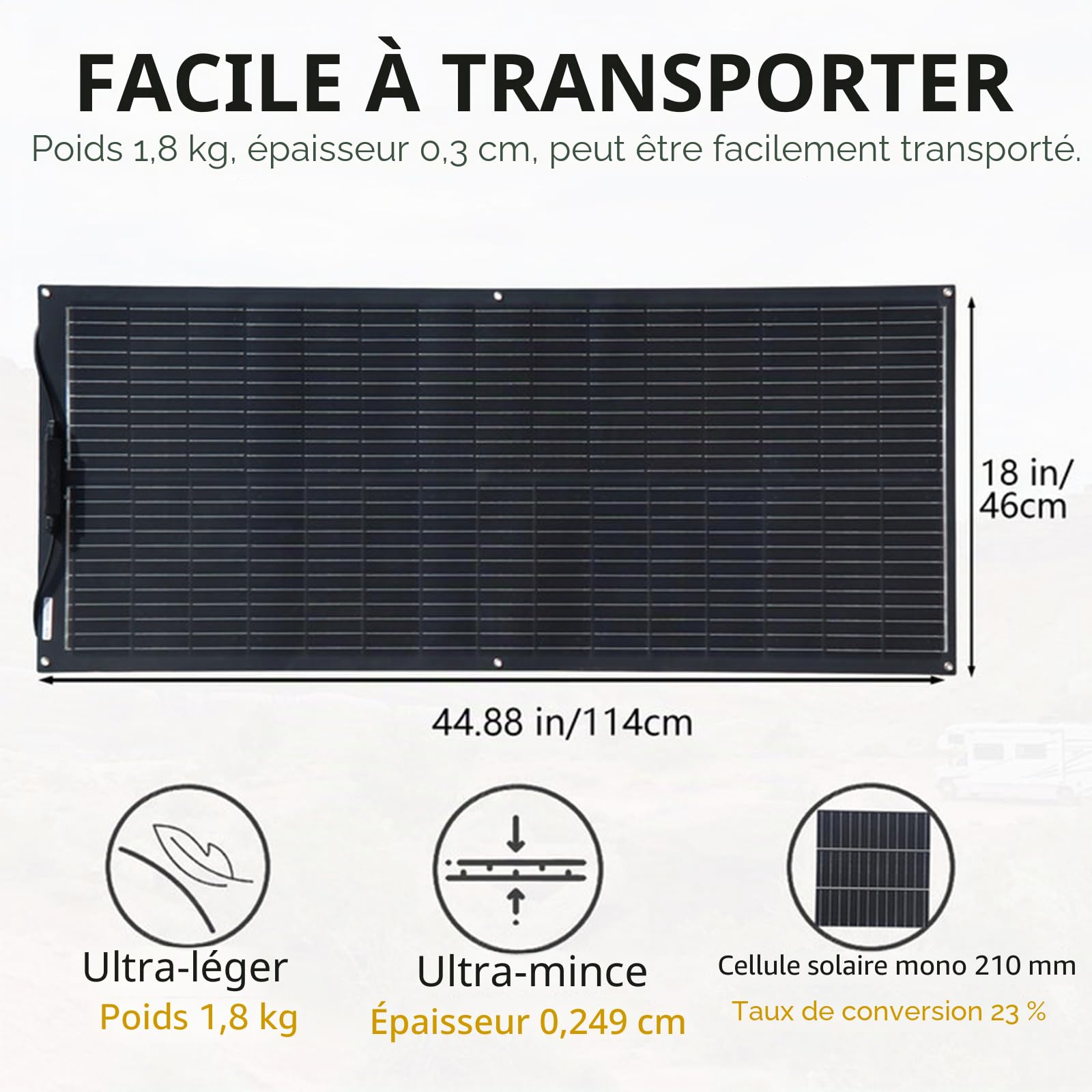 XINPUGUANG Panneau solaire Souple 105 W pour camping-car, bateaux