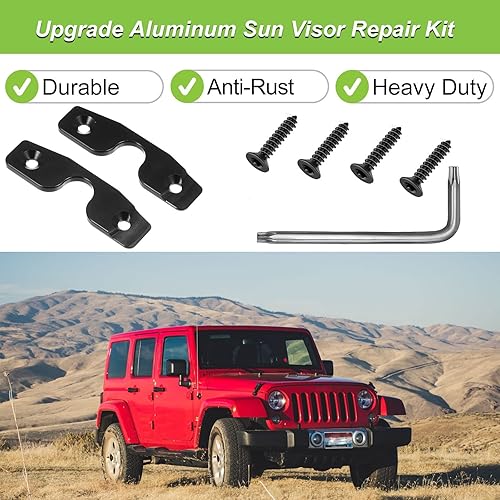 Miniatura 4 de Supuse Kit de reparación de visera solar, compatible con Jeep Wrangler JK, JL, JT Gladiator 2018-2022, reemplazo del lado del conductor, utilizado
