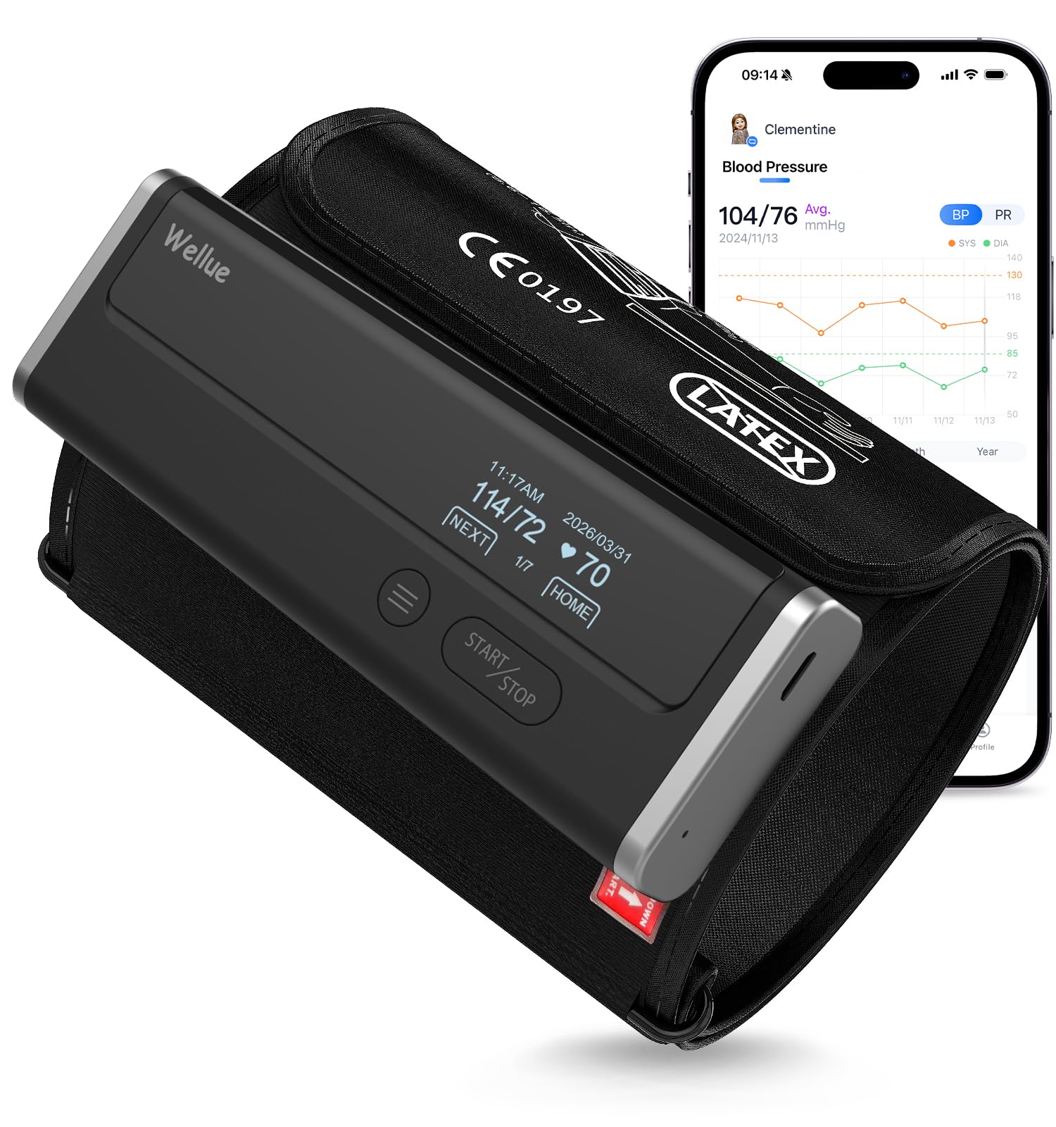 Wellue BP2 Connect -Tensiómetro de Brazo con ECG, Sincronización Wi-Fi y Bluetooth, Monitor de Presión Arterial, Monitoreo Cardíaco ECG, Mediciones en Tiempo Real