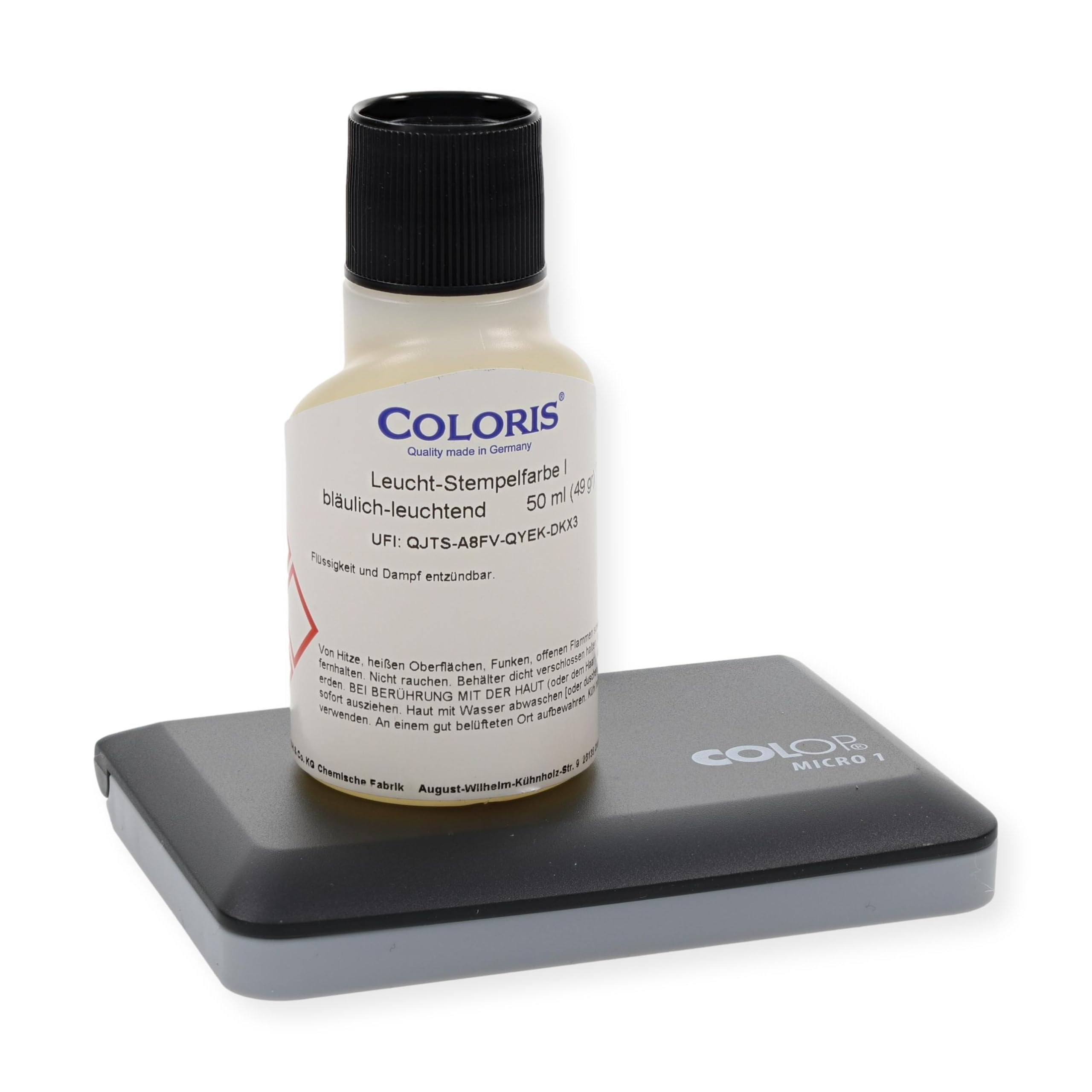 Set di Colori UV (Cuscino e Inchiostro per timbri UV Coloris) Timbro a Mano per Il Controllo dell'età Inchiostro a Luce Nera per Club Discoteche Eventi/Adatto a Qualsiasi Timbro con moti
