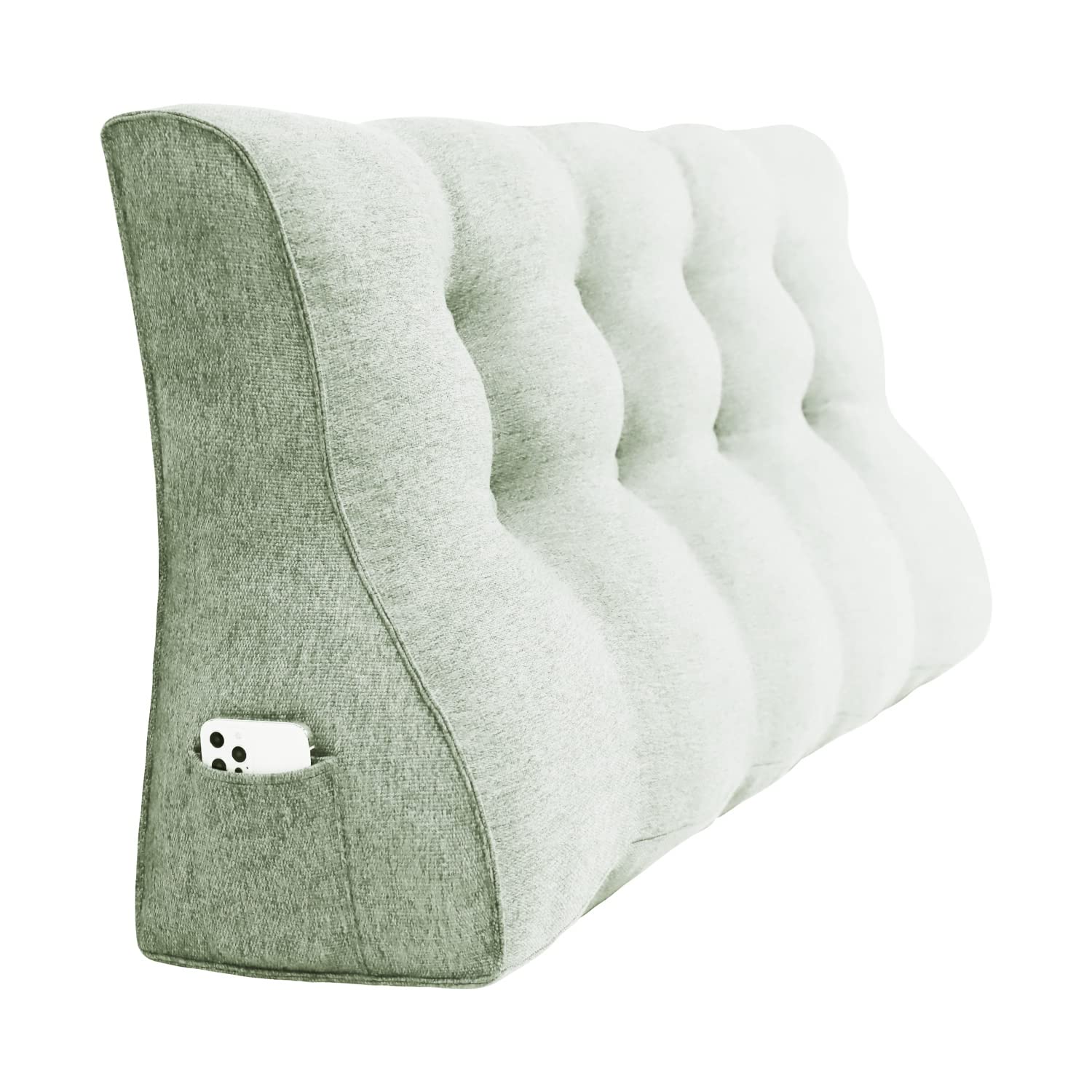 Cuscino Da Lettura Ergonomico BNCKTRD - Supporto Schiena E Lombare, 80 Cm, Rivestimento Velluto Beige, Tasche Laterali