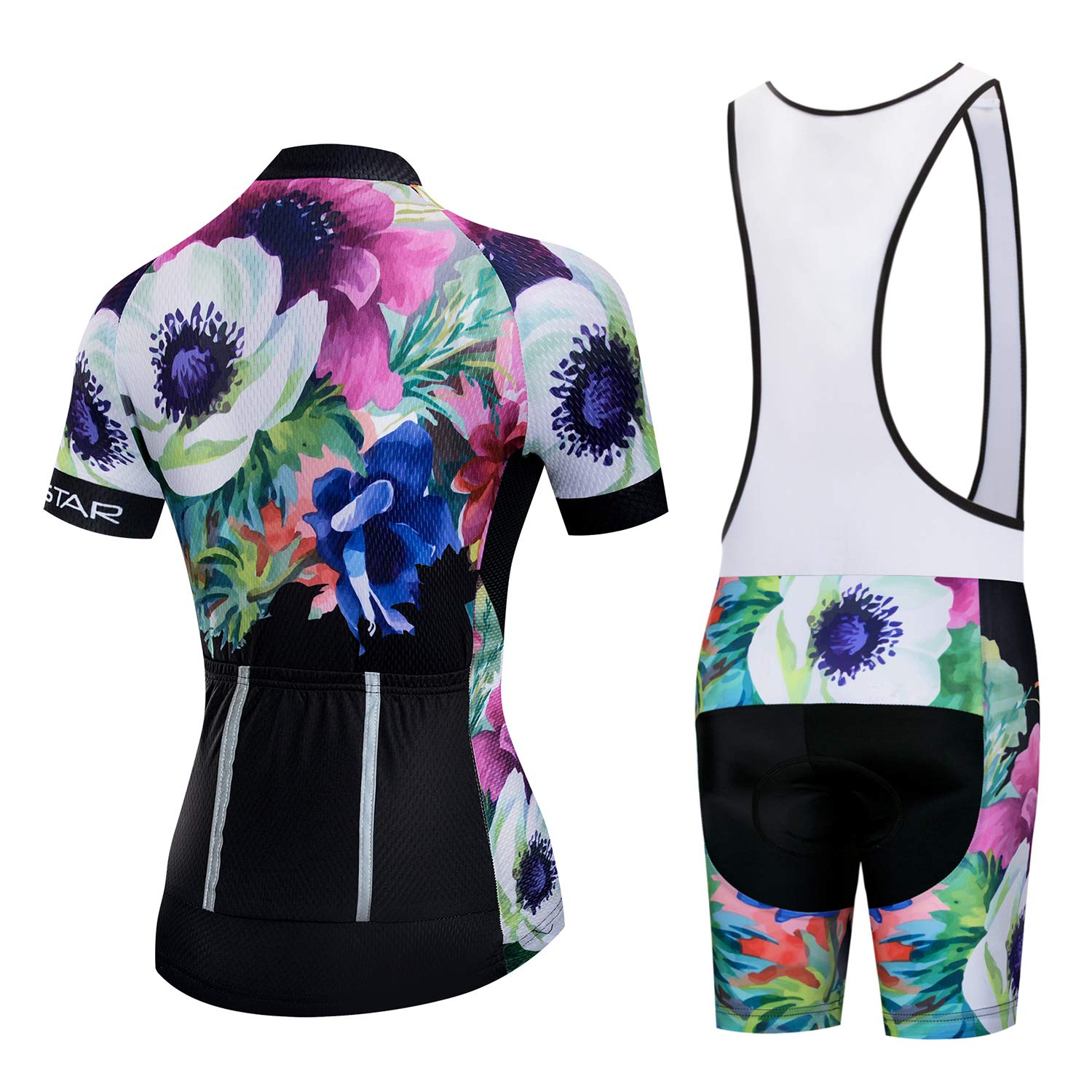 Womens Cycling Jersey Bib Sets Sports Breathable Padded Cycling Clothing Cycling Wear Summer Black Pink M