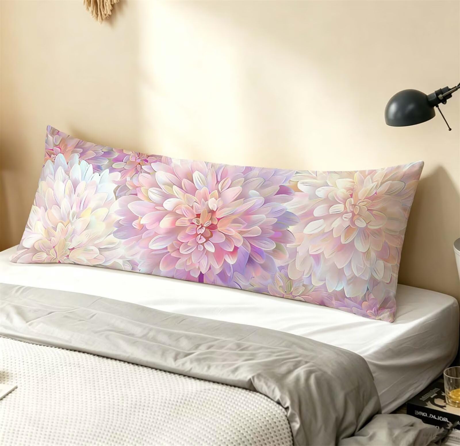 Rosa-24 Federe Cuscino Letto 50 x 150 cm, Grande Cuscini per Divano Lino, | Doppia Faccia Stampa, Fiore-8 Fodera per Cuscino Decorativa, con Cerniera, Cuscino per Dormire Sul Fianco j-150