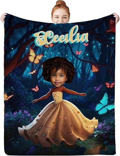 Manta de forro polar personalizada con nombre de foto, regalo para niños pequeños, regalo de niña afroamericana, mantas de bebé para recién nacidos,