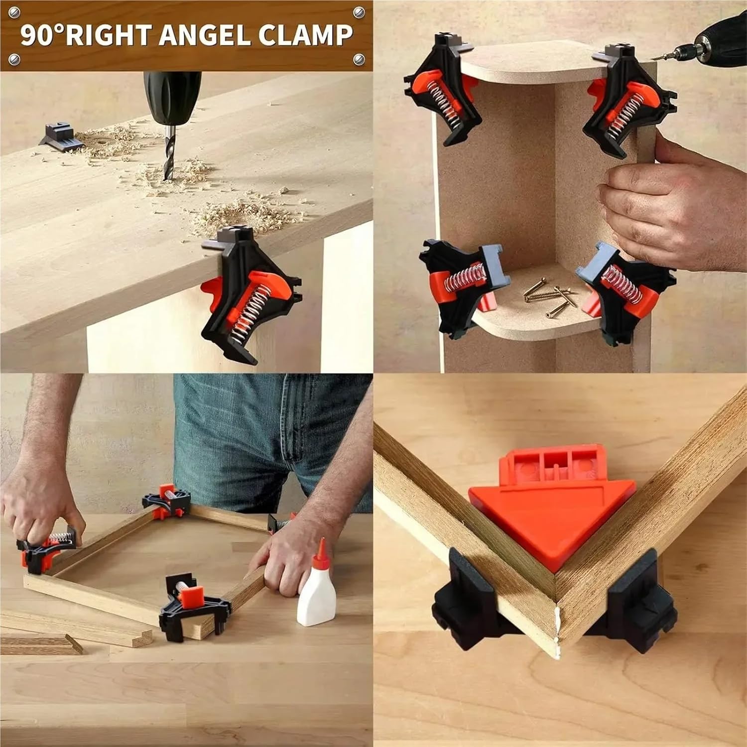 90 Degree Angle Clamps Woodworking Corner Spring Clip Right Clips Fixer Tools Quick Adjustable Hand