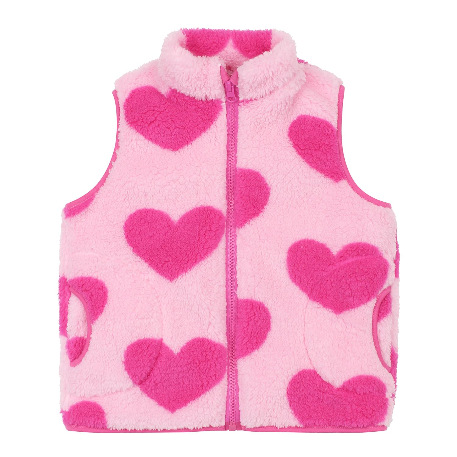JESKIDS Girls' Boys Sherpa Fleece Vest Outwear Lightweight Solid Color Cute Jacket with Pockets 2-11 Years