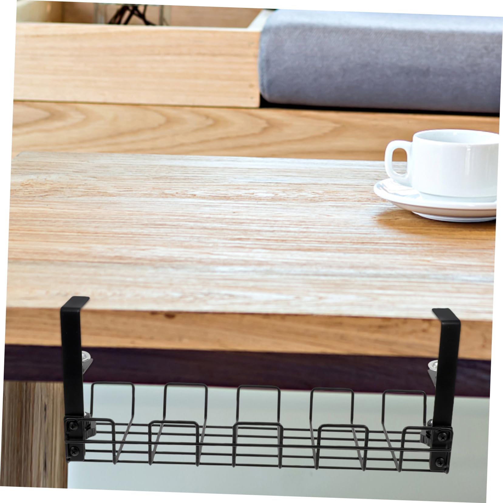 EXCEART Organisateur de Câbles Multifonctionnel sous Bureau pour Bureau Moderne Support en Fil Métallique Robuste pour Rangement Multiprises et Gestion Câble Noir Usage Domestique Professionnel