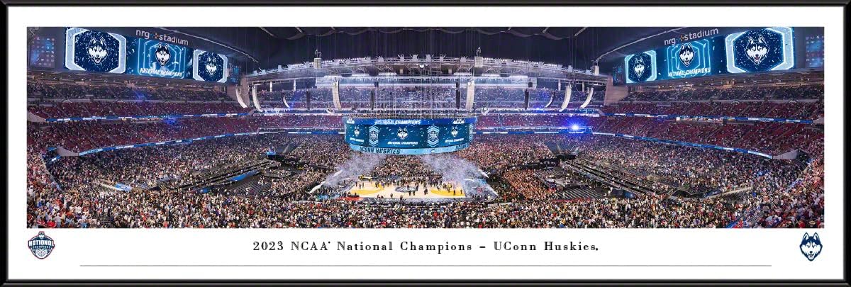 UConn Huskies, 2023 NCAA Basketball Champions - 44x18-inch Double Mat, Deluxe Framed Picture by Blakeway Panoramas