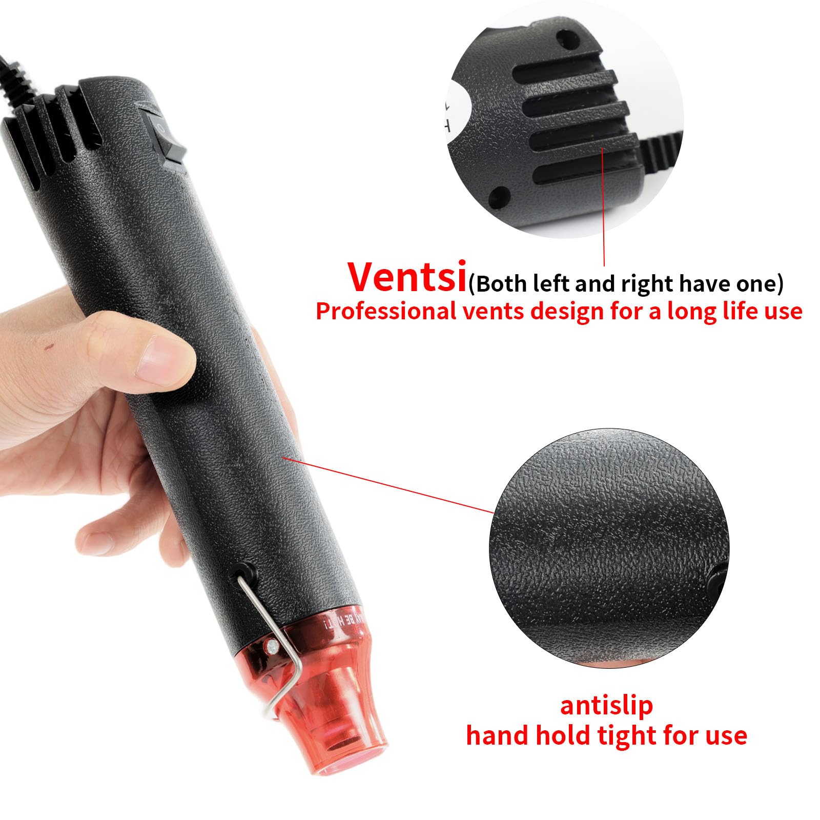 Tragbare Heißluftpistole zum Basteln, 110 V, 300 W, ultra-langes 1 m Kabel mit Ständer und Netzkabel für PVC-Umwicklung mit Schrumpffähigkeit, Farbe D