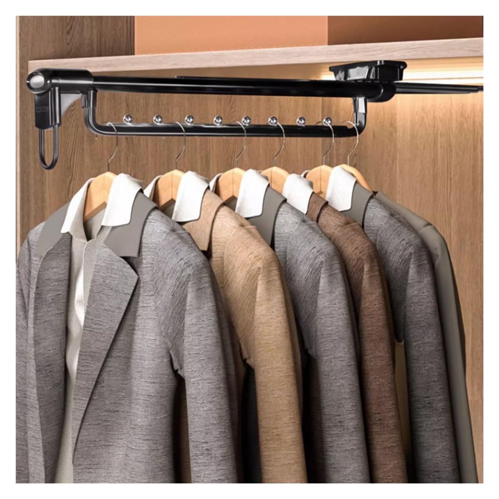 Tringle à vêtements coulissante, Porte-vêtements Extensible pour Armoire, Rangement de Pantalons, Gain de Place (41 cm)