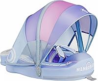 Vista 17 de Mambobaby - Flotador de piscina para bebé no inflable con cola y toldo, protección solar UPF 50+, sin volteo, flotador de natación para bebé
