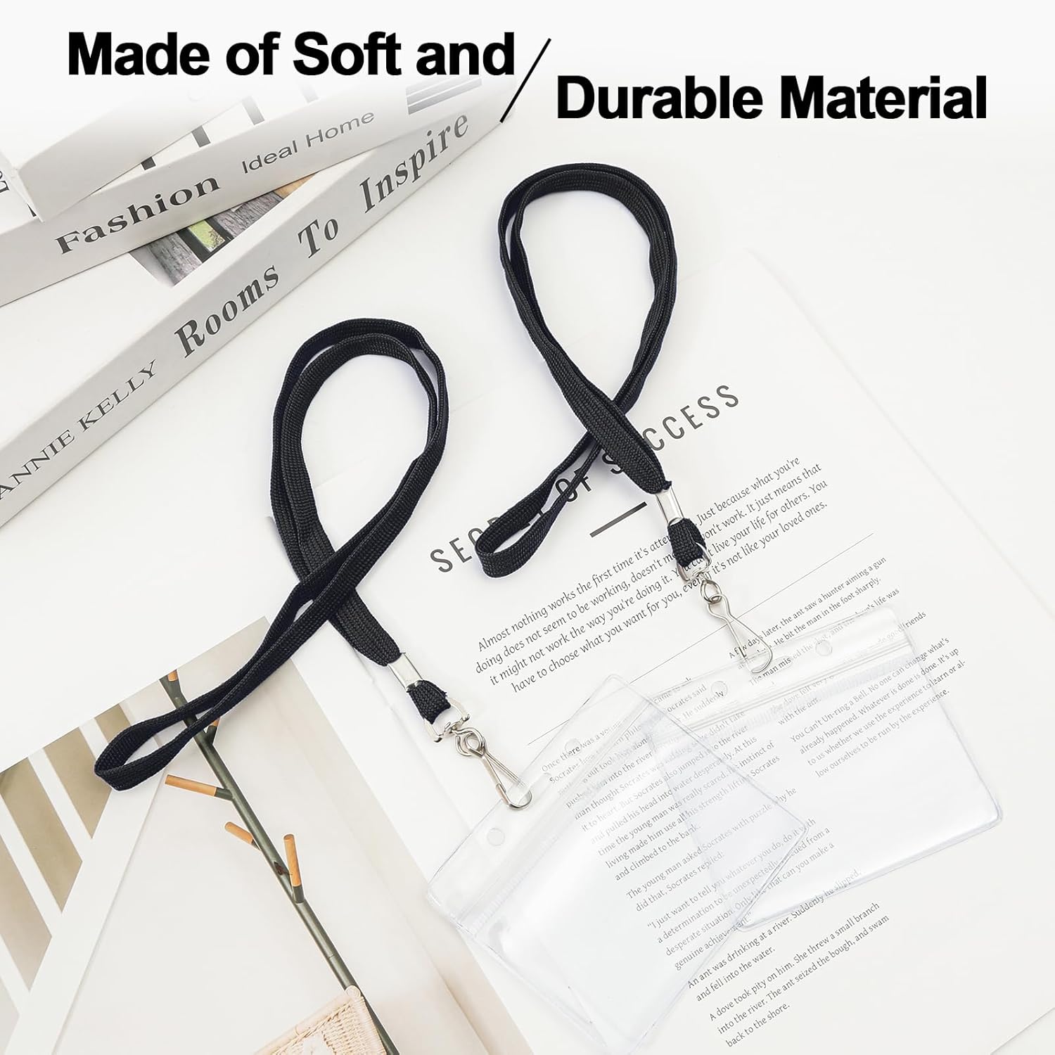 25 Sets ID Badge Holder with Lanyard, Soft and Durable Black Lanyards for ID Badges with ID Holder, Horizontal Badge Holder with Swivel Hook Lanyard for Student Teacher Volunteer Employee - Image 3