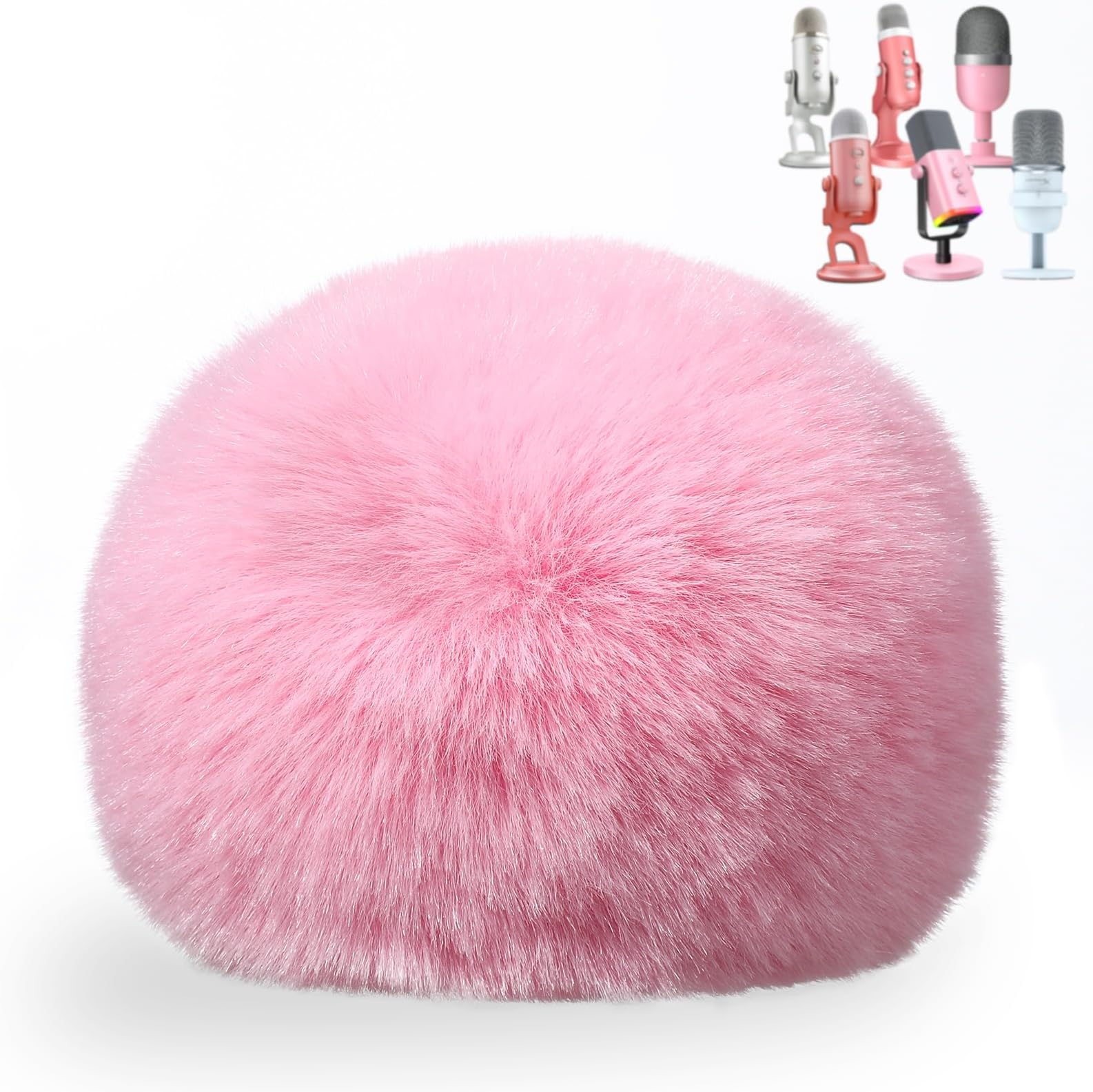 ZealSound Blue Yeti Pop Filter, Furry Microphone Windscreen Foam Cover for Yeti, Yeti X, Yeti Nano, Yeti Pro, ZealSound K66, AM8, SoloCast, Razer Seiren Mini & More USB Mics for Podcasting, Pink