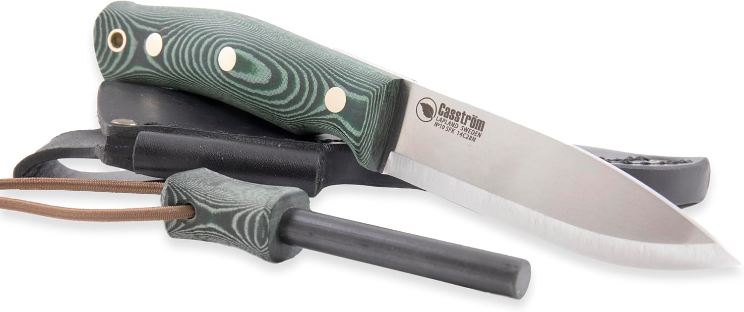 Casstrom No.10 SFK - 14C28N/Scandi/Green/Firesteel - Fixed