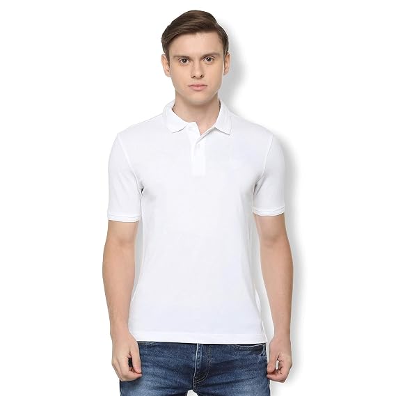 Collar Cotton Men's T-Shirt (White 