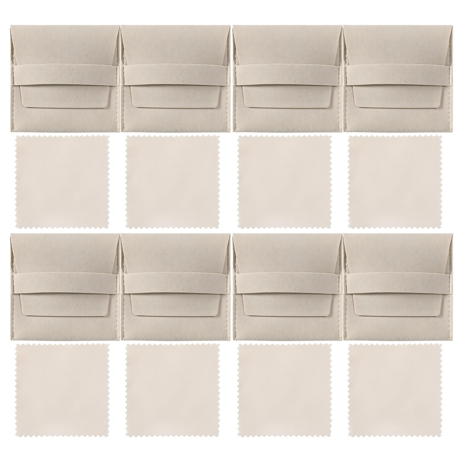 120 Juegos Bolsa para Guardar Joyas de Microfibra Doble Faz Beige con Correa Fija Estilo Uso Diario y Protección Suave contra Rayaduras