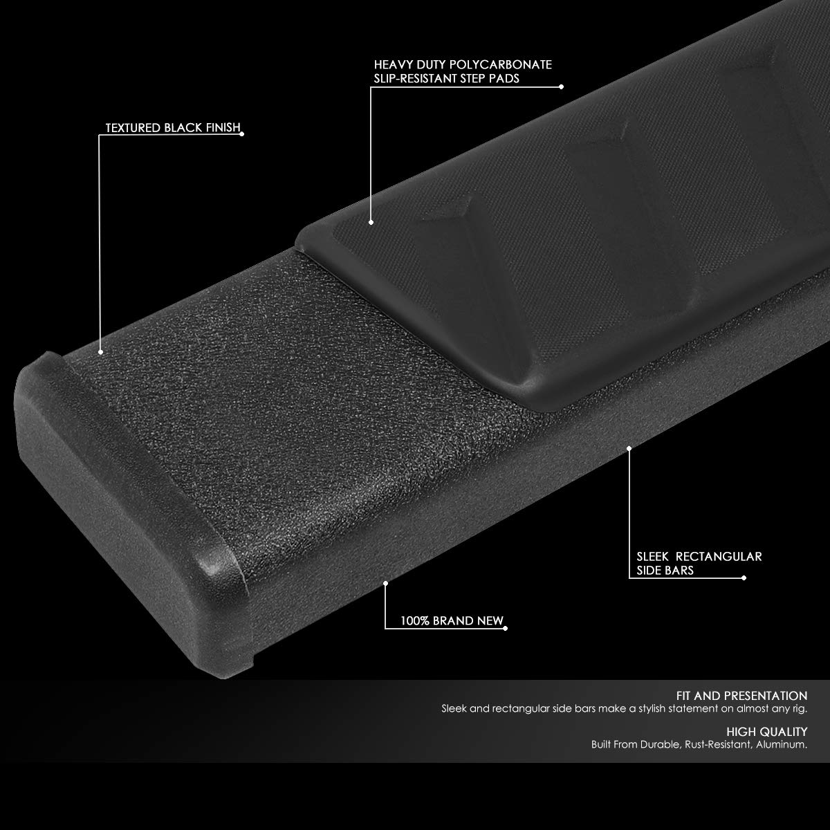 Auto Dynasty Flat Running Boards Compatible with 2004-2014 Ford F150 Super Extended Cab, Stainless Steel Side Step Rail Nerf Bars, 5