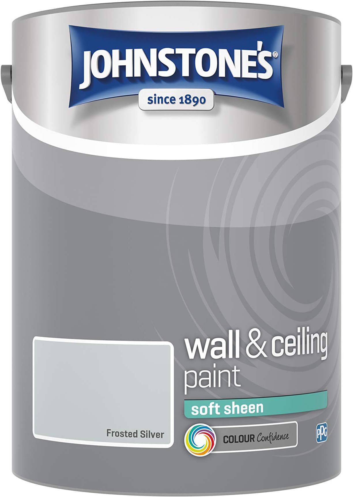 Johnstone's - Wall and Ceiling Paint Soft Sheen - Interior Paint - Satin Finish - Suitable for Interior Walls and Ceilings - Frosted Silver - 5 L