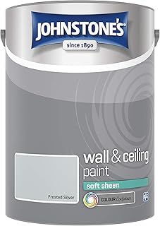 Johnstone\'s - Wall and Ceiling Paint Soft Sheen - Interior Paint - Satin Finish - Suitable for Interior Walls and Ceilings - Frosted Silver - 5 L