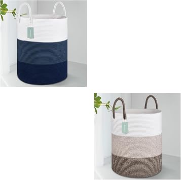 2 Pack Large Blanket Basket, Tall Laundry Basket 65L, Nursery Hamper, Laundry Hamper, Clothes Basket Laundry, Large Storage Basket, Toy Basket, 16x 20