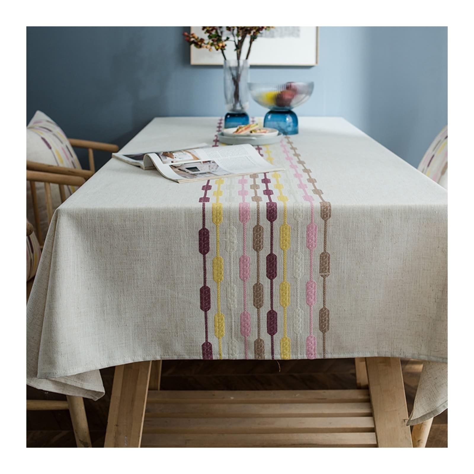Tablecloth fioletowy, poliester zmywalny obrus w paski obrus zmywalny prostokątny 135 x 300 cm