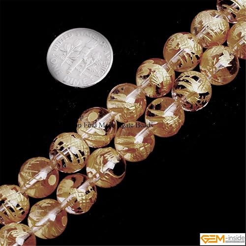 Miniatura 6 de GEM-Inside - Cuentas sueltas de cuarzo blanco transparente de 0.394 pulgadas (0.394 in) redondas, dragón mala, cristal de energía para fabricación