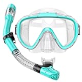 Snorkel Set Adults Snorkeling Gear Anti-Fog Panoramic View Swim Mask Dry Top Snorkel Kit with Carry Bag for Snorkeling Scuba Diving Swimming Travel