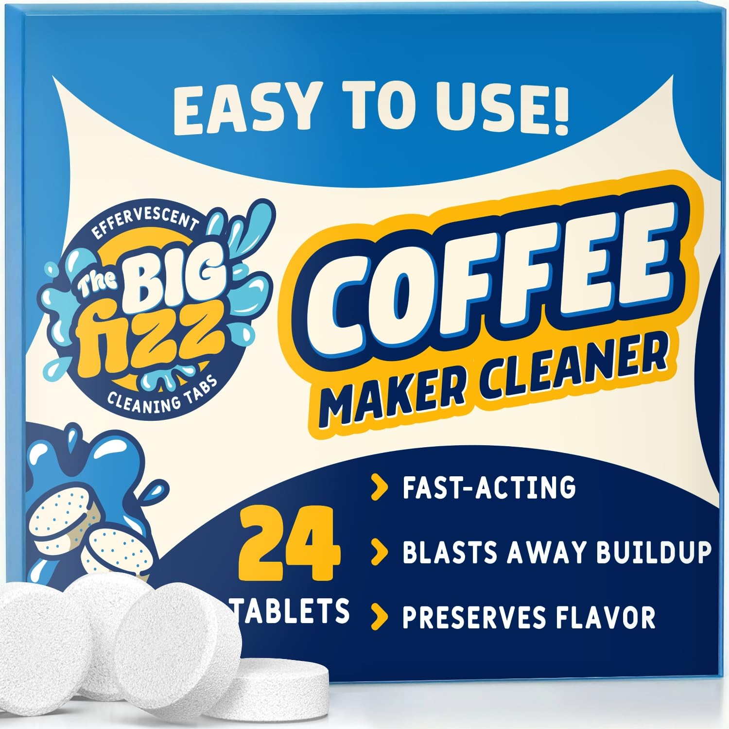 Coffee Maker Descaler - Easy to Use Coffee Machine Tablets Compatible with All Major Brands - Fast Acting Descaling Tablets Preserves Brew Flavor &amp; Machine Longevity (24 Count)