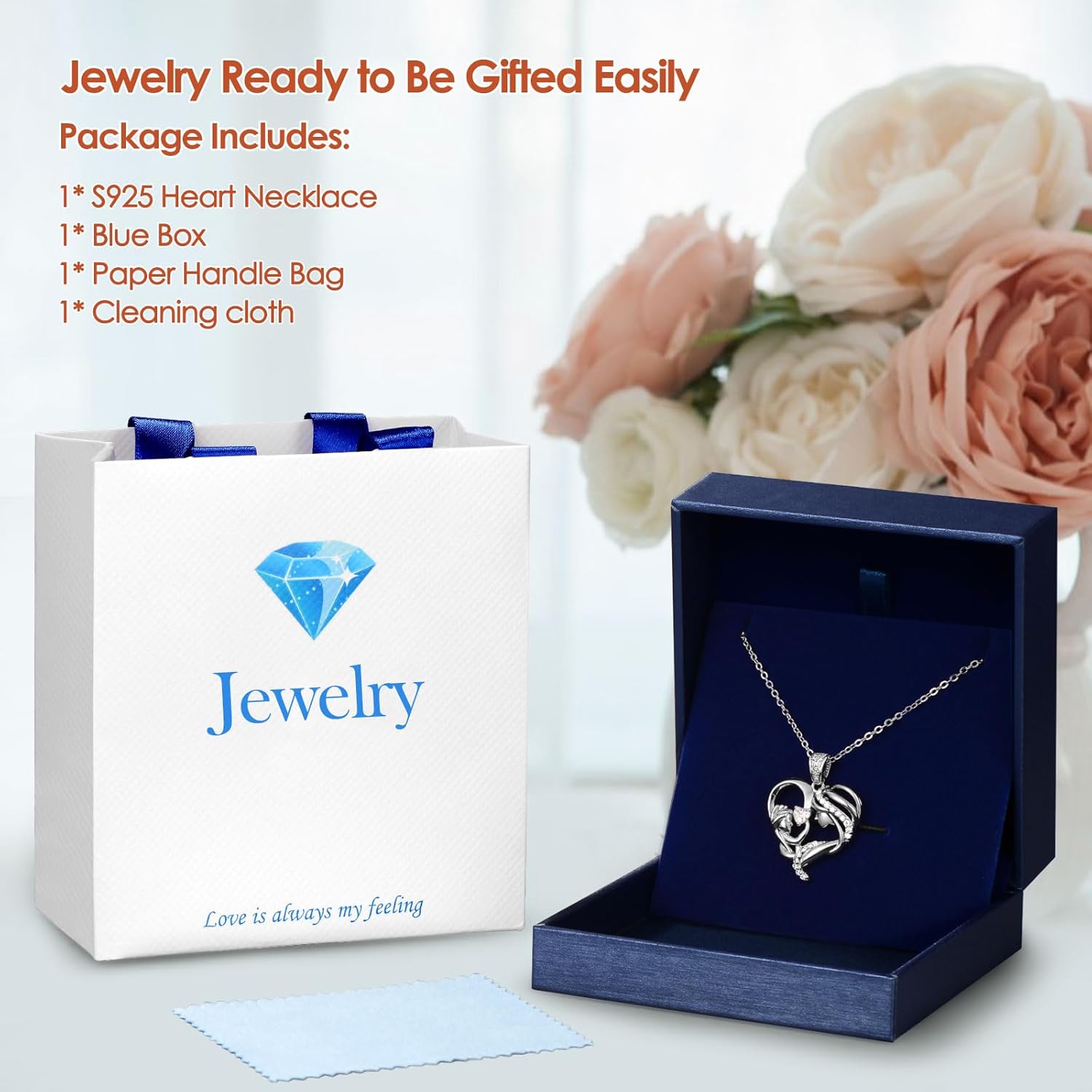 Mothers Day Gifts for Mom Wife Her Grandma, S925 Sterling Silver Birthstone Necklaces Jewelry for Women, Mother's Day Love Heart Pendant Necklace for Anniversary Birthday Christmas Day - Image 6