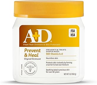 A+D Original Diaper Rash Ointment, Skin Protectant With Lanolin and Petrolatum, Seals Out Wetness, Helps Prevent Baby Diaper Rash, 1 Pound Jar.