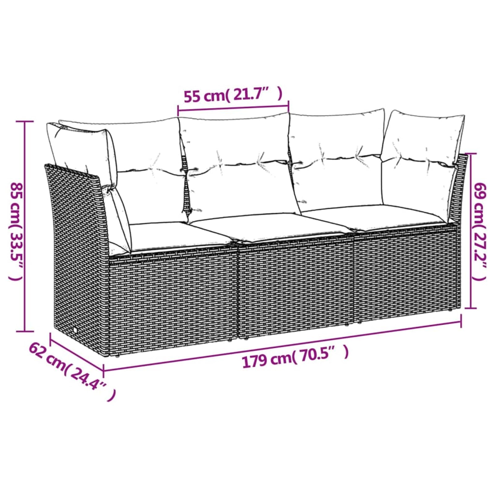 Gecheer Divano da Giardino 3 Pezzi, con Sistema di Conservazione sotto Seduta, Custodia Impermeabile, Rattan PE Nero, Cuscini Sfoderabili e Lavabili, per Cortile, Terrazza e Patio