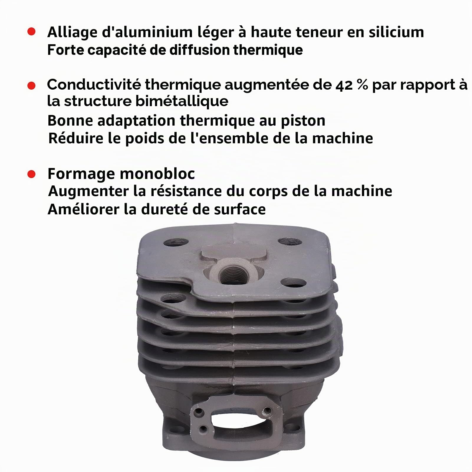 DEWIN Kit de piston de cylindre pour tronçonneuse Husqvarna 266 H272 SE 162 Pièces de rechange Big Hole 52 mm