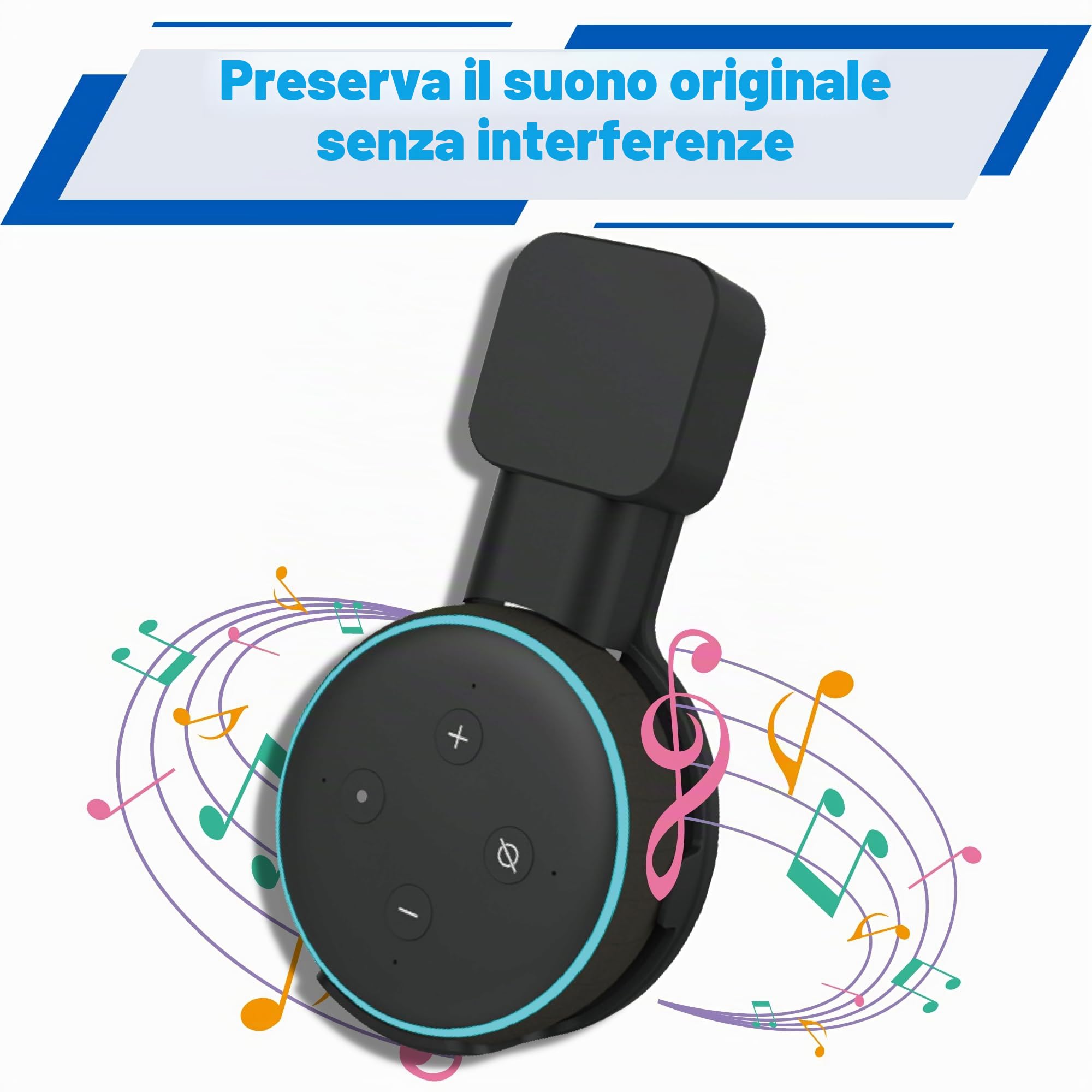 Sintron Supporto da Parete per Dot 3, Google Mini Altoparlante Intelligente, Staffa Salvaspazio, Nero
