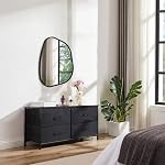 Black Irregular Bathroom Mirror for Wall, Aluminum Alloy Frame Asymmetrical Mirrors Brushed Metal Vanity Wall Mounted Mirror for LivingRoom Bedroom Room Home Decor Large 40x50 CM