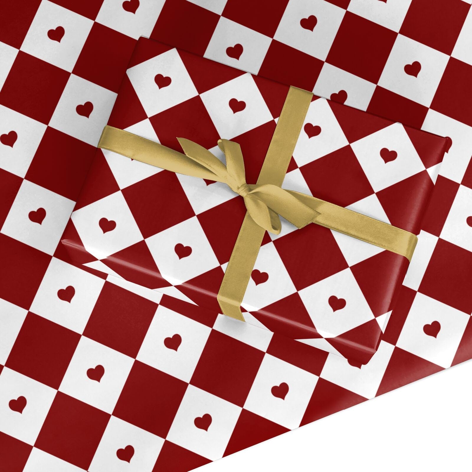 Valentines Wrapping Paper - Red Love Heart Gift Wrap for Anniversary, Wedding, Engagement, Valentine's Day, Birthday - Recyclable Eco Friendly - 6 Sheets (50x70cm)
