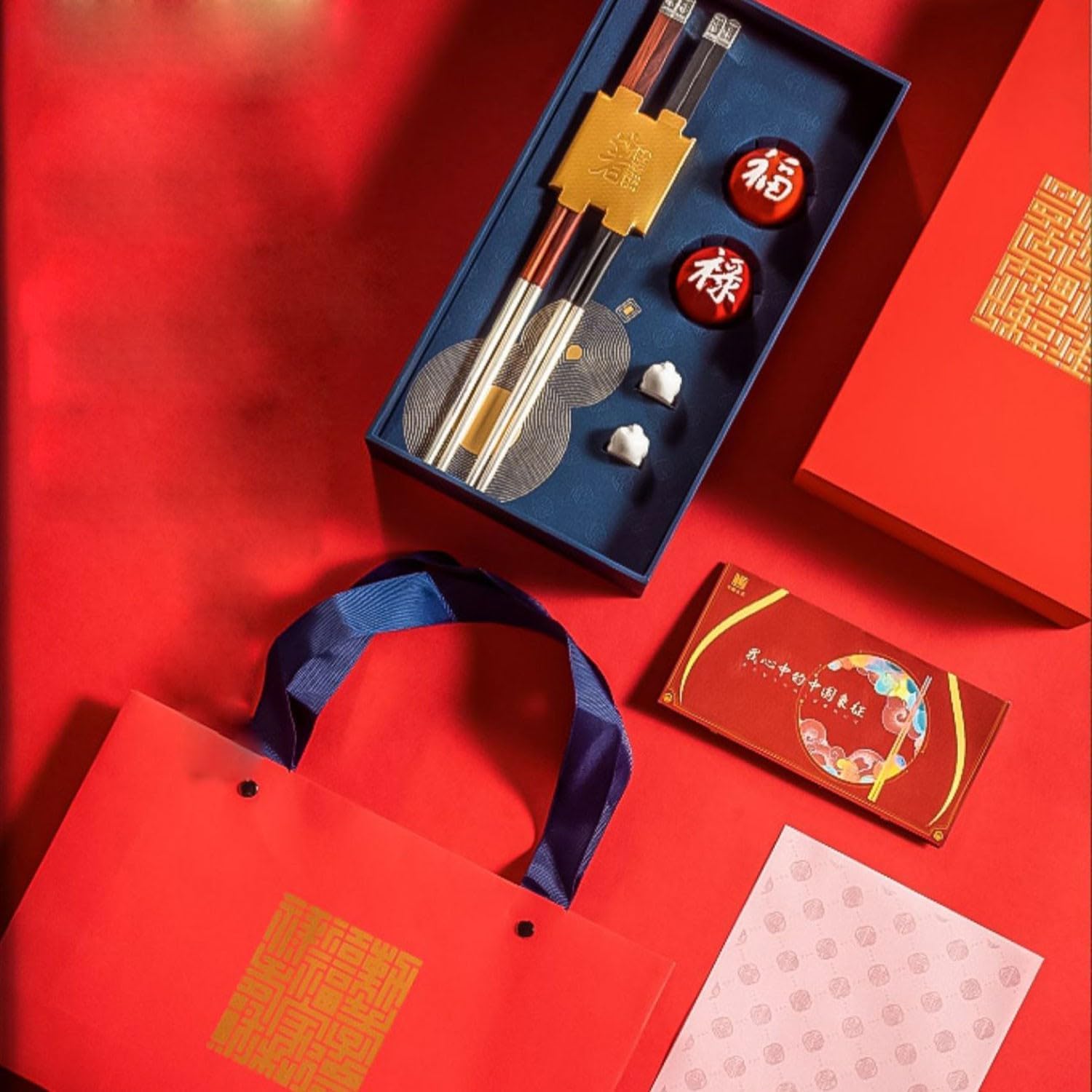 QUNINE Essstäbchen, wiederverwendbar, Essstäbchen, Einweg-Essstäbchen, Fuß, Silberne Essstäbchen, Geschenkbox-Set, 25 cm, rutschfest, kann zur Verwendung von Essstäbchen wiederverwendet Werden