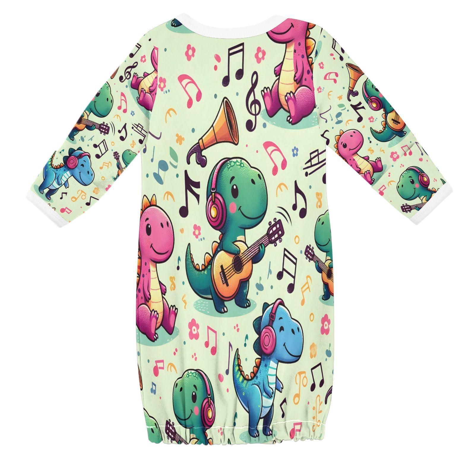 senya Nightdress Sleeper Gown Long Sleeve Nightgown Pajamas Dinosaur Music for 3-12 Months Multi