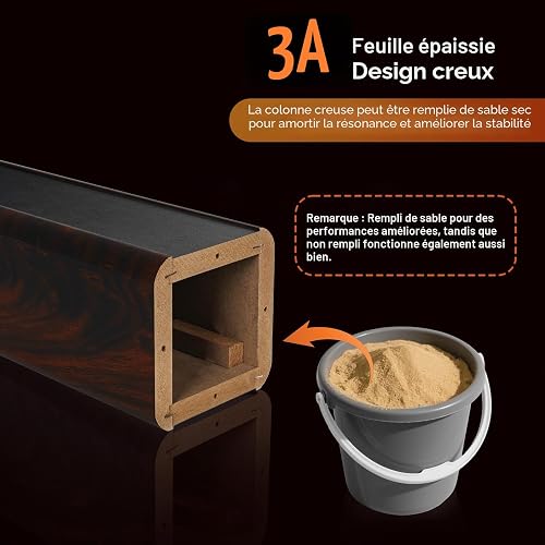 OUUTMEE 60 cm (24 inch) Wooden Speaker Stand, Robust HiFi Speaker Stands for Home Cinema, Universal Standing Speaker Bracket for Bookshelves with Sand Fillable Design (Set of 1) - 4