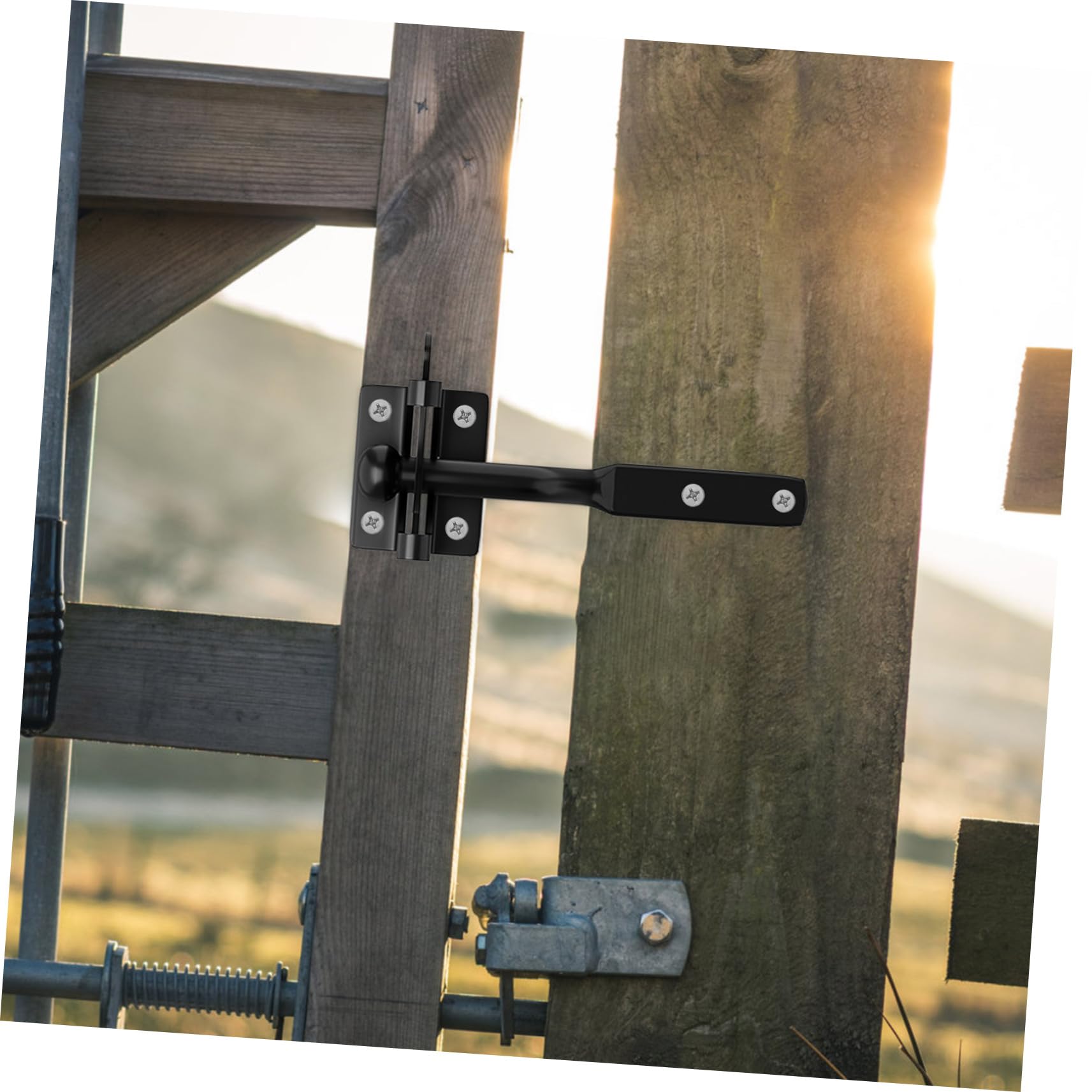 iplusmile Loquet de Portail et Stabilité Renforcée Mécanisme de Verrouillage Fiable en Fer Noir pour Portillon Bois pour Clôtures Extérieures et Fermes