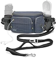 Vista 9 de TUDEQU Cinturón para pasear perros 4 en 1 con cangurera grande, riñonera para perro, correa de correa de perro manos libres para perros grandes que