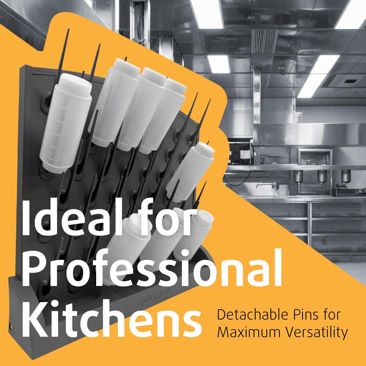 Bottle Drying Rack Kitchen Organizer, Wall Mounted Commercial Dryer for Squeeze Sauce Bottles Glassware, Lab Drying Racks, Test Tube Holder, Sink Drain Rack (53 Pegs)