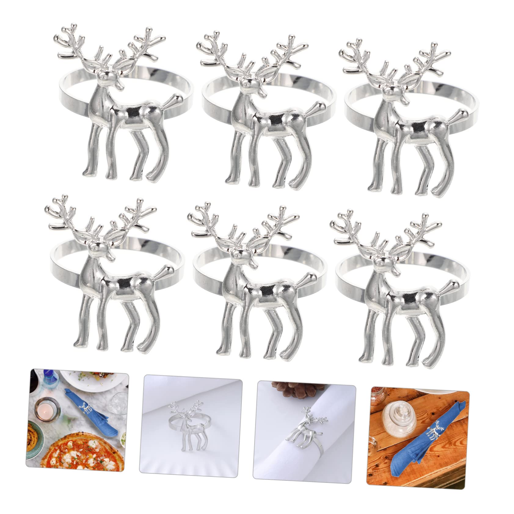Ciieeo 4 Set Di Fibbie Per Tovaglioli in Metallo A Forma Di Decorazioni Per Tovaglioli Da Tavola Decorazioni Natalizie 6 Pezzi * 4