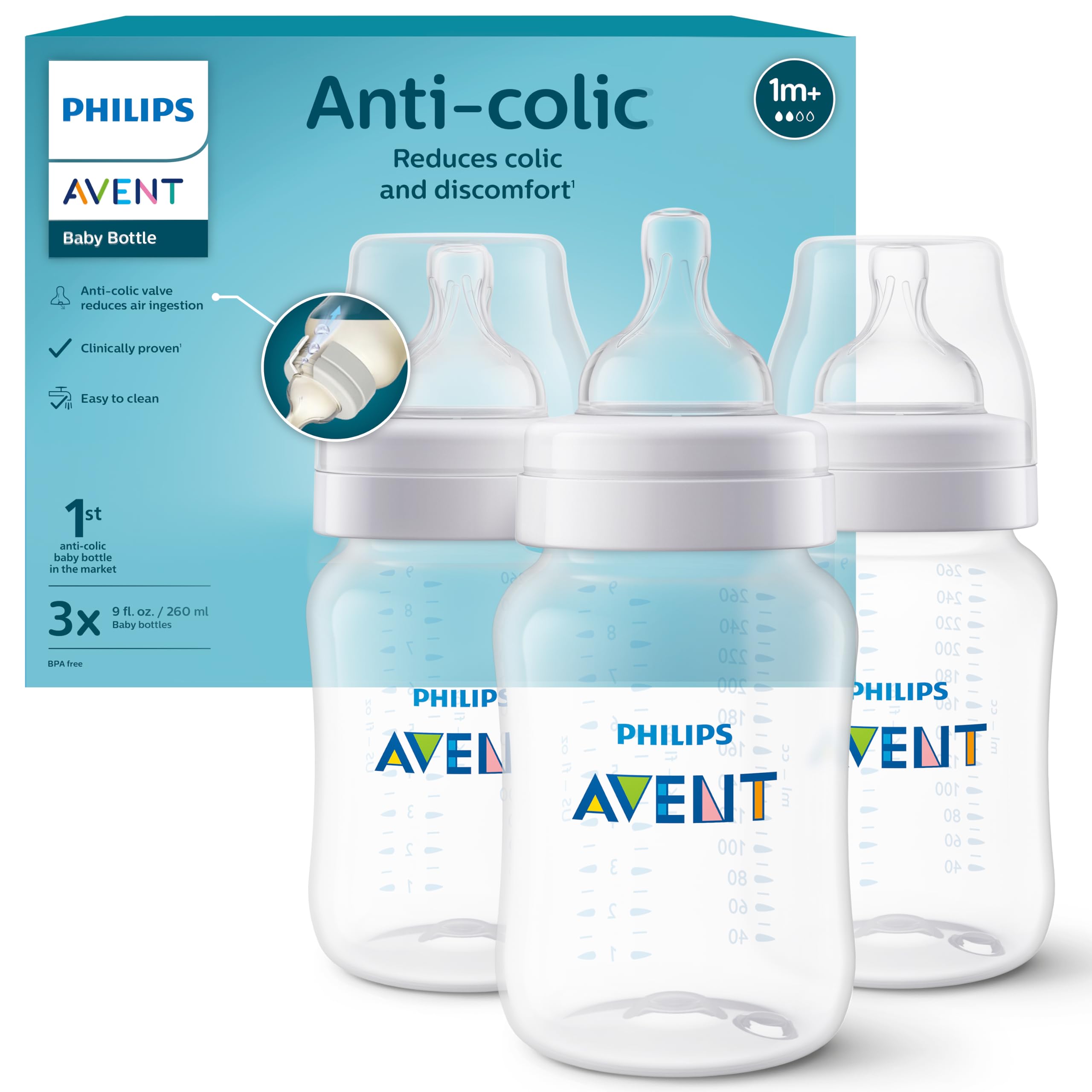 AVENT Philips Anti-colic Baby Feeding Bottles By Fratelli | 9Oz/260Ml - Pack Of 3 | Scy103/30-image-10
