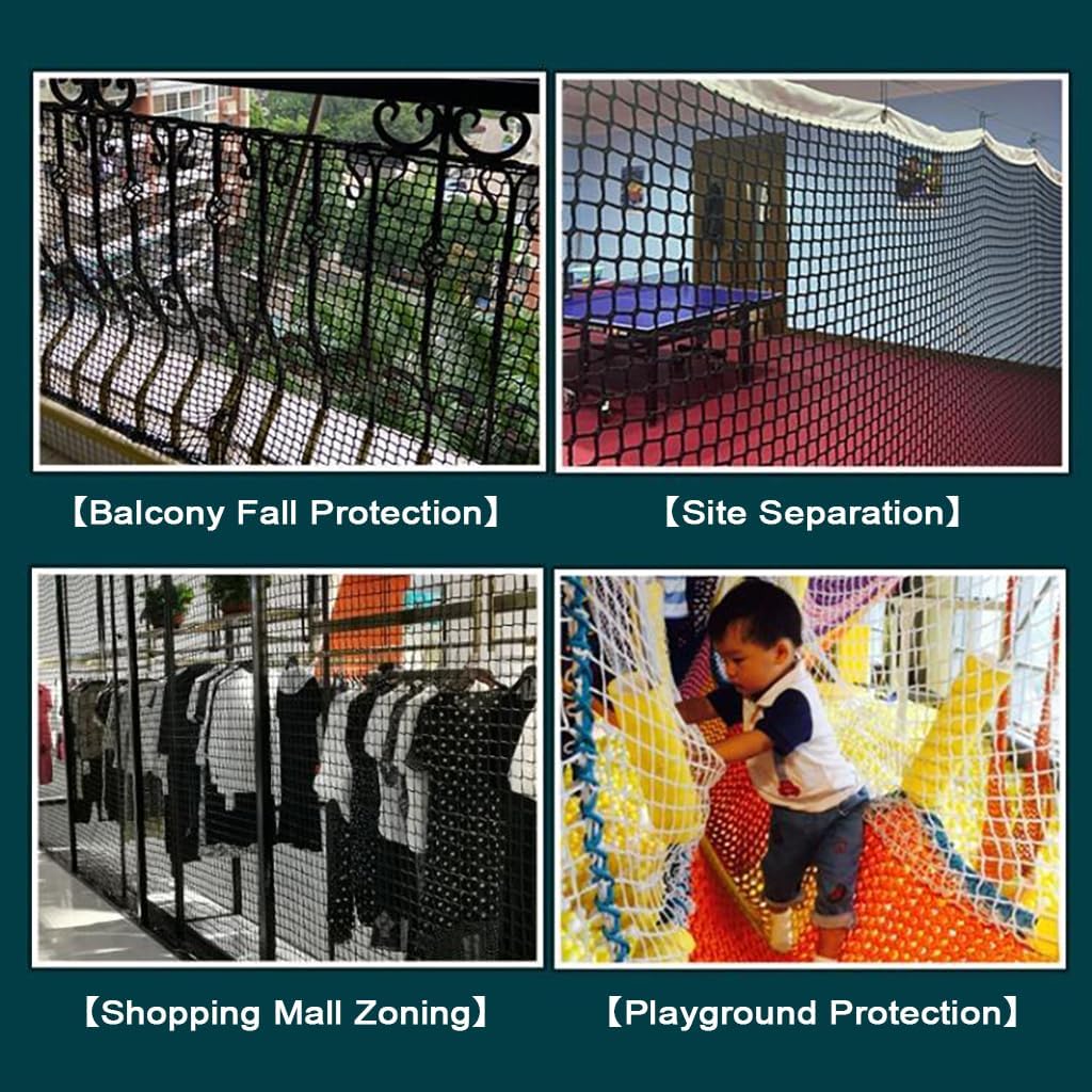 Store Partition Net In Black Knotless Polyester,Scenic Area Fall Protection Nets Mesh Hammock,Balcony Stairs Safety Protective Netting,Kids Playground Fence R(Size:3M×4M(9.8FT×13.1FT),Color:Black)