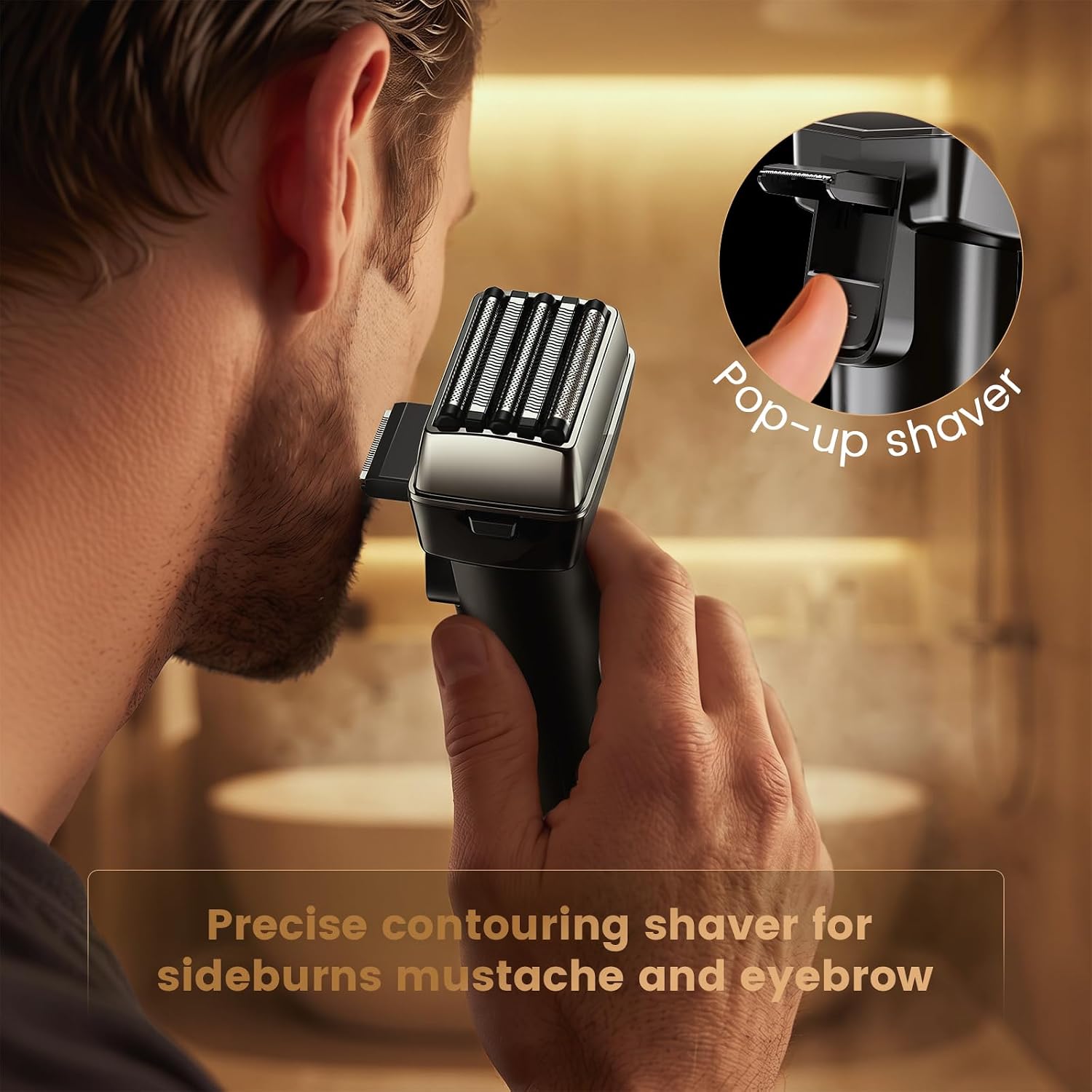 Electric Foil Shaver for Men - 5 Floating Blades Rechargeable Beard Razor with LED Display, Waterproof Electric Beard Trimmer for Wet & Dry Use